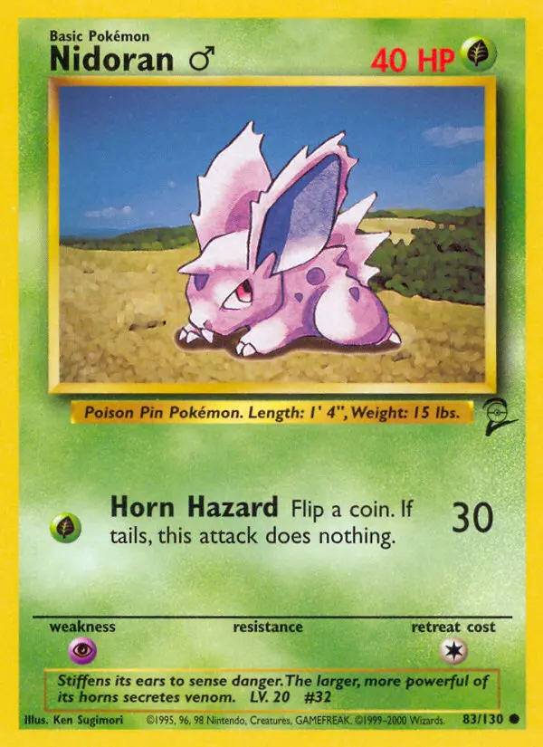 Nidoran♂ Common Pokemon card #83 from Base Set 2