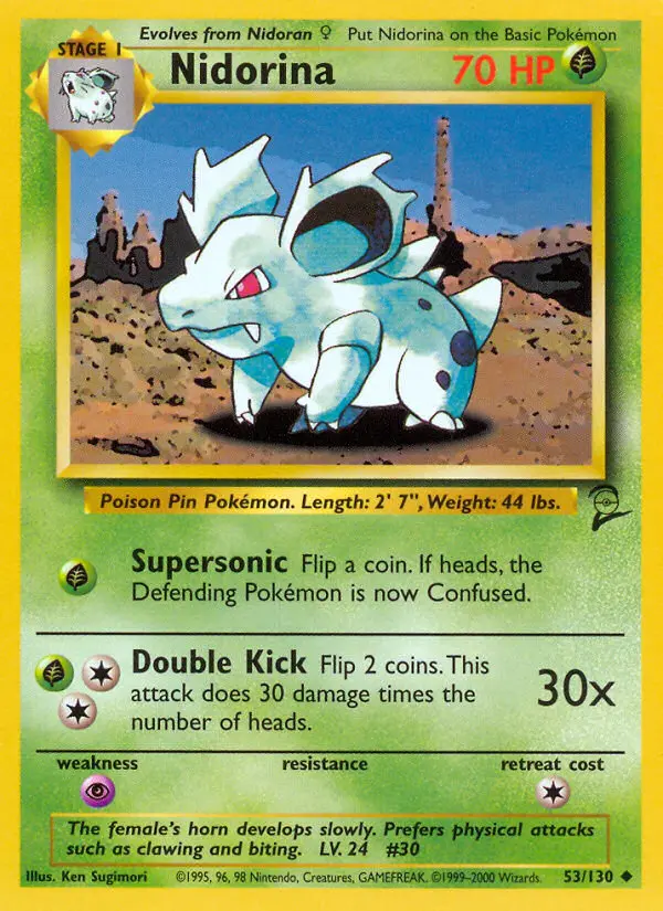 Nidorina Uncommon Pokemon card #53 from Base Set 2
