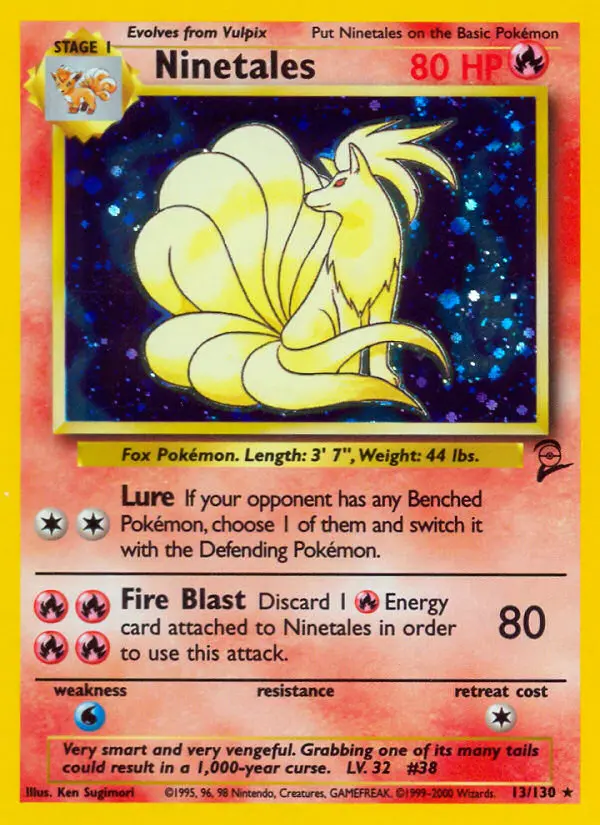 Ninetales Rare Pokemon card #13 from Base Set 2