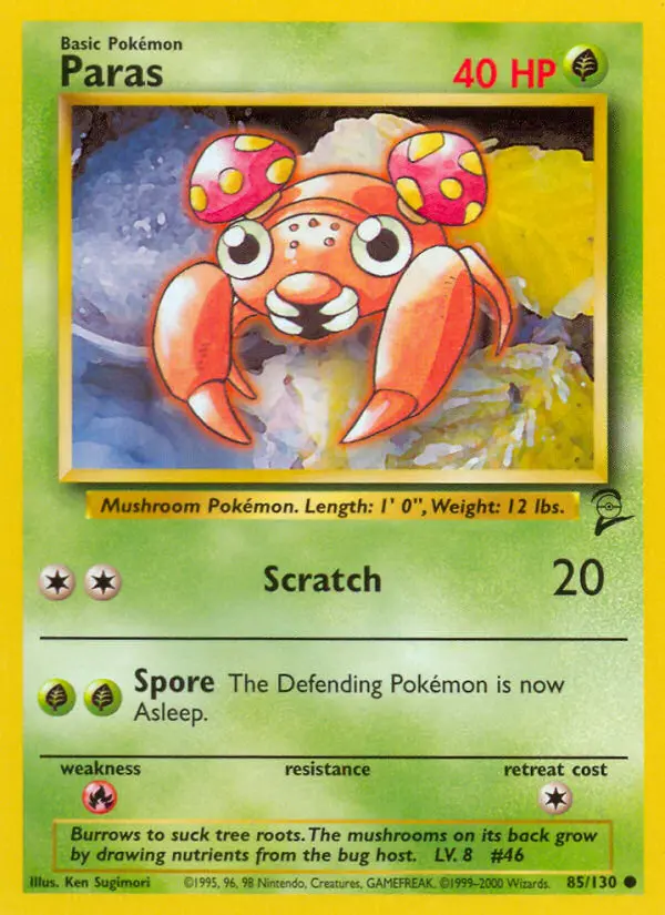 Paras Common Pokemon card #85 from Base Set 2