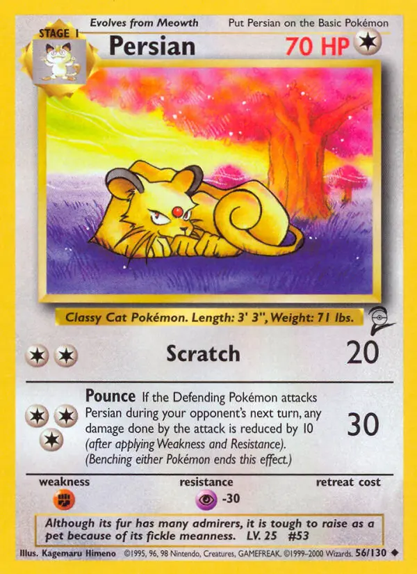 Persian Uncommon Pokemon card #56 from Base Set 2