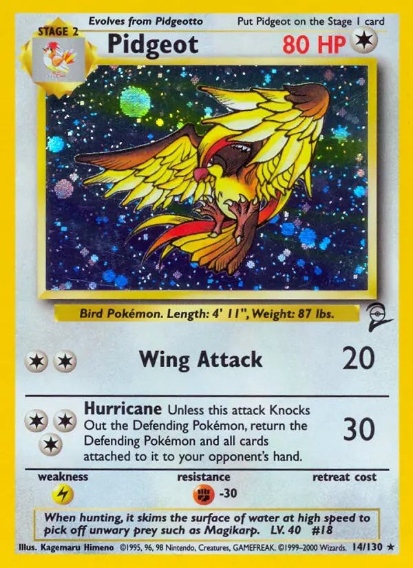 Pidgeot Rare Pokemon card #14 from Base Set 2