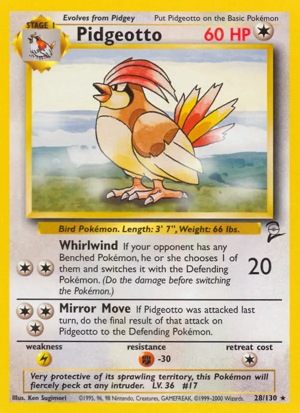Pidgeotto Rare Pokemon card #28 from Base Set 2