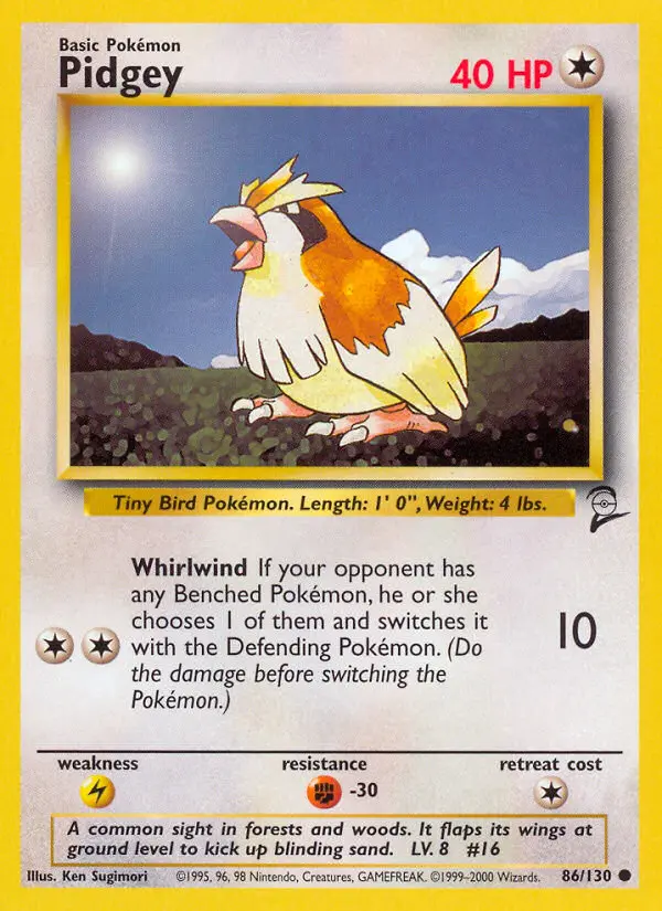 Pidgey Common Pokemon card #86 from Base Set 2