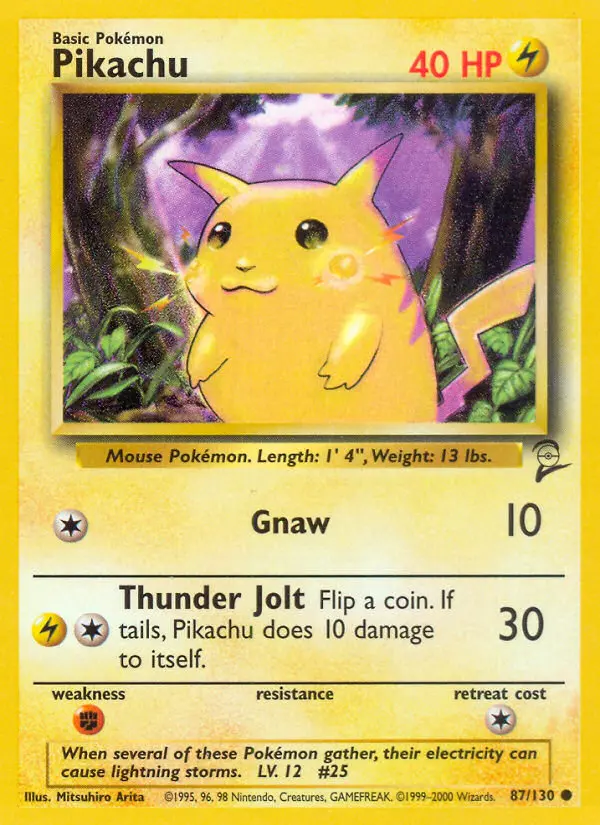 Pikachu Common Pokemon card #87 from Base Set 2