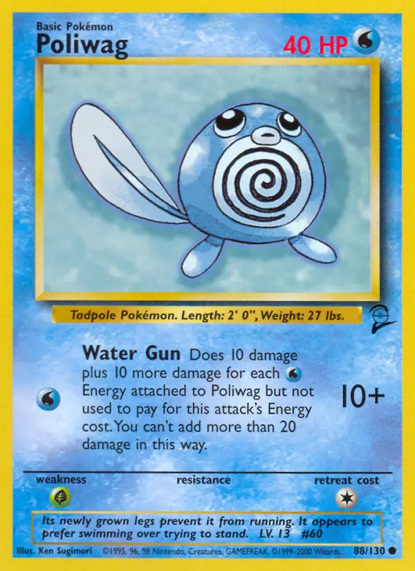 Poliwag Common Pokemon card #88 from Base Set 2