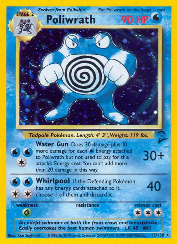 Poliwrath Rare Pokemon card #15 from Base Set 2