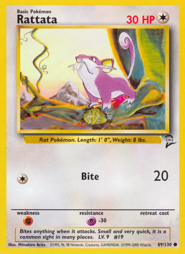 Rattata Common Pokemon card #89 from Base Set 2