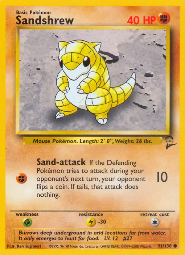 Sandshrew Common Pokemon card #91 from Base Set 2