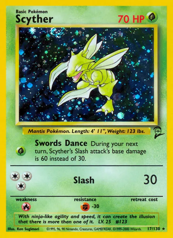 Scyther Rare Pokemon card #17 from Base Set 2