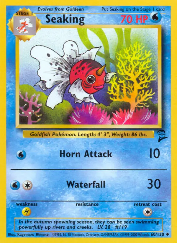 Seaking Uncommon Pokemon card #60 from Base Set 2