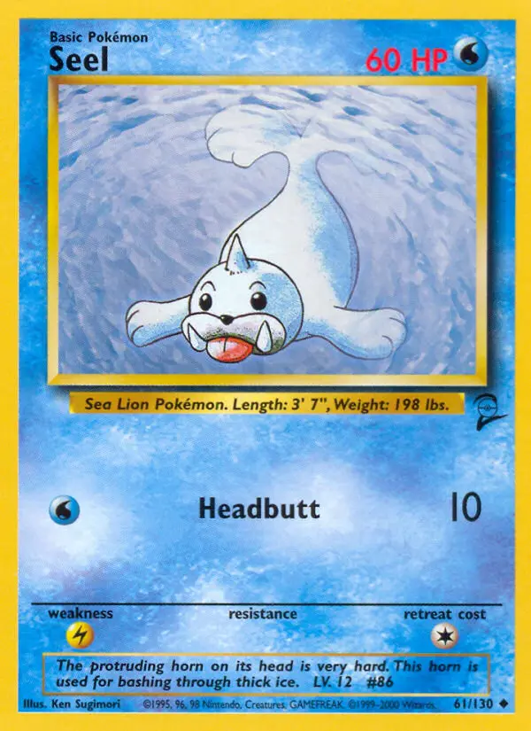 Seel Uncommon Pokemon card #61 from Base Set 2
