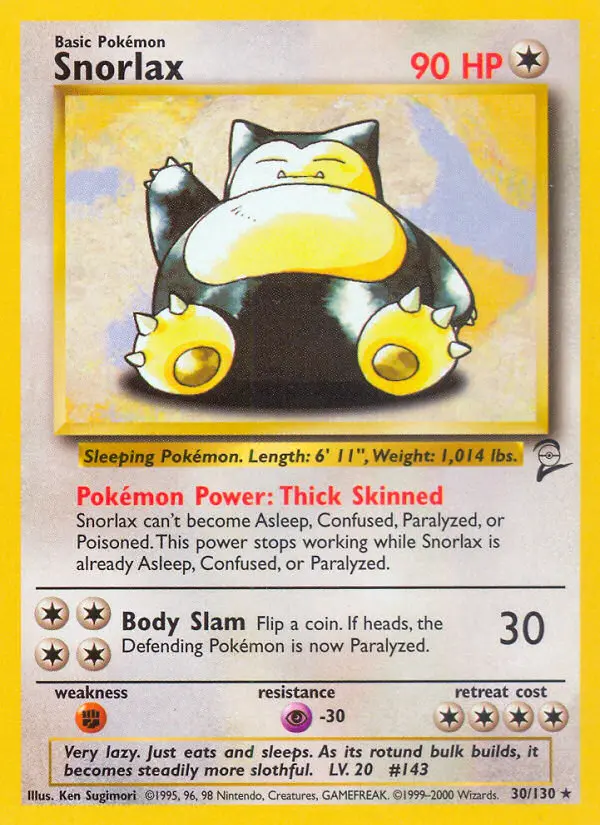 Snorlax Rare Pokemon card #30 from Base Set 2