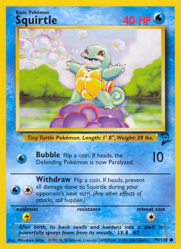 Squirtle Common Pokemon card #93 from Base Set 2