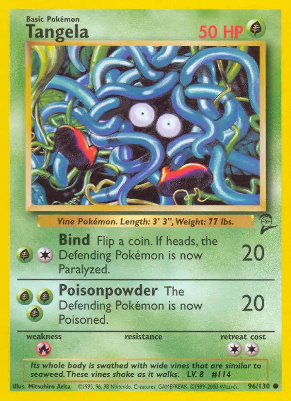 Tangela Common Pokemon card #96 from Base Set 2