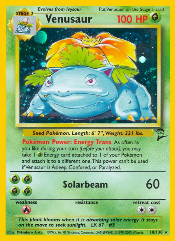Venusaur Rare Pokemon card #18 from Base Set 2
