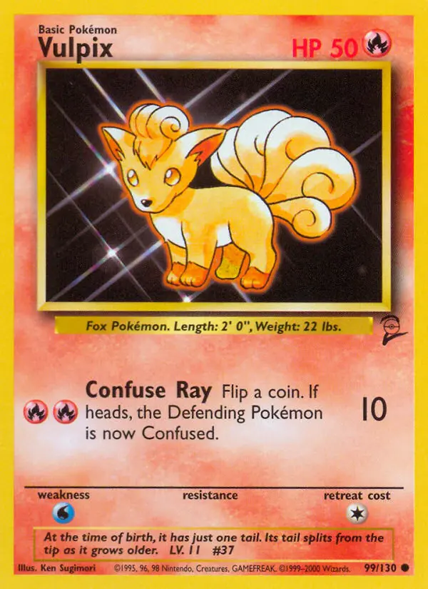 Vulpix Common Pokemon card #99 from Base Set 2