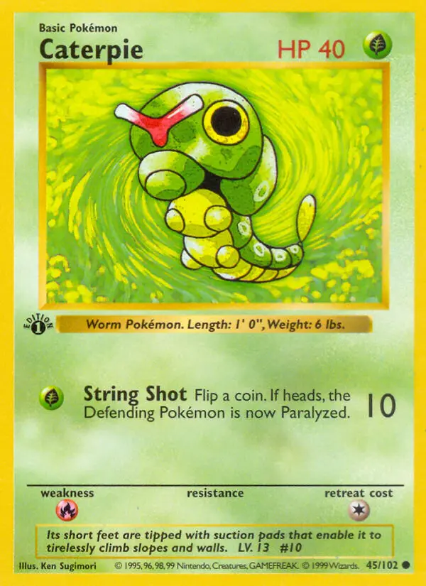 Caterpie Common Pokemon card #45 from Base Set