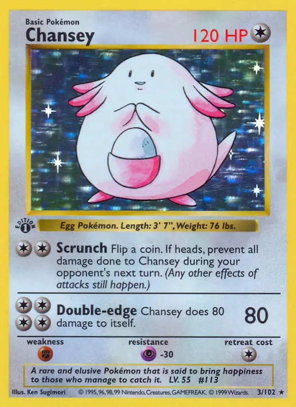 Chansey Rare Pokemon card #3 from Base Set