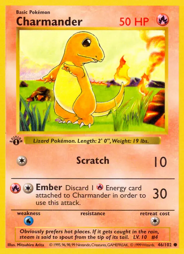 Charmander Common Pokemon card #46 from Base Set