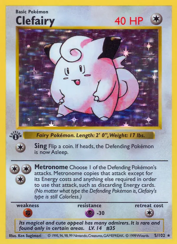 Clefairy Rare Pokemon card #5 from Base Set