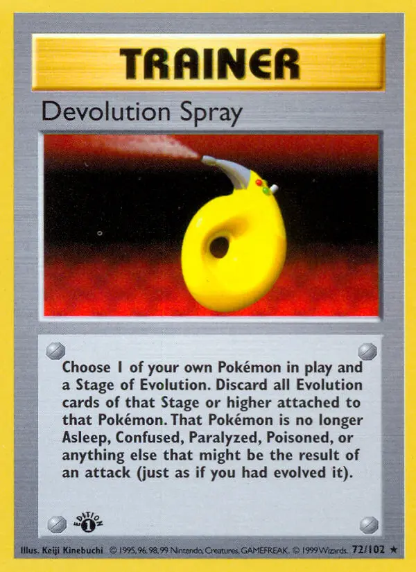 Devolution Spray Rare Pokemon card #72 from Base Set
