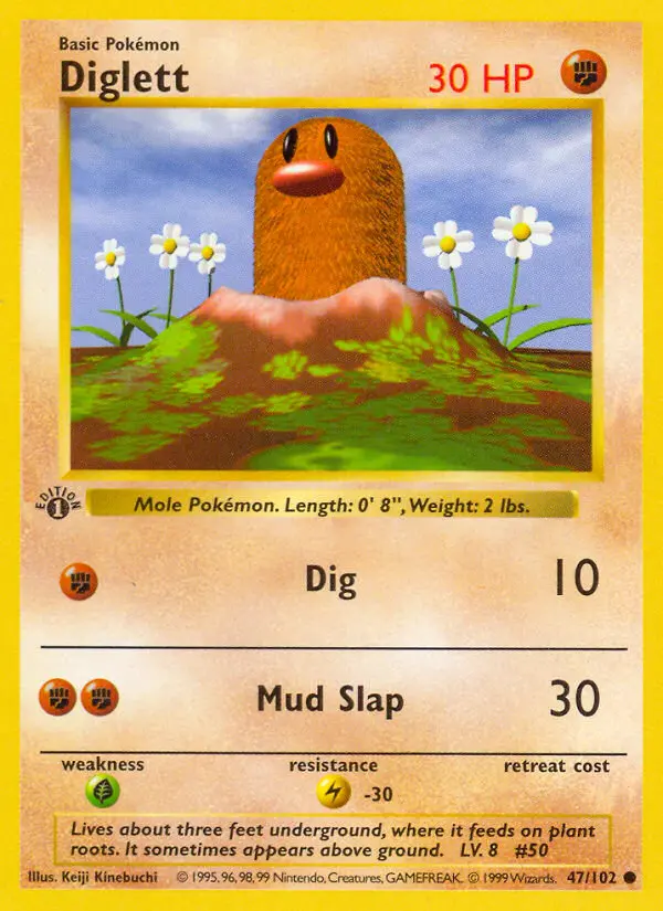 Diglett Common Pokemon card #47 from Base Set