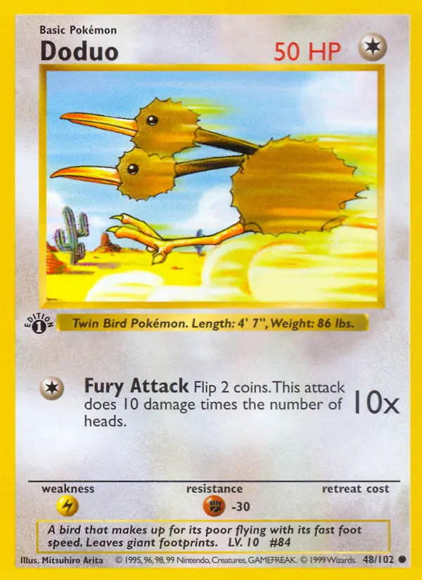 Doduo Common Pokemon card #48 from Base Set