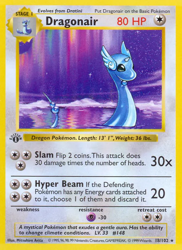 Dragonair Rare Pokemon card #18 from Base Set