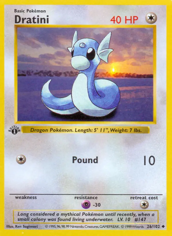 Dratini Uncommon Pokemon card #26 from Base Set