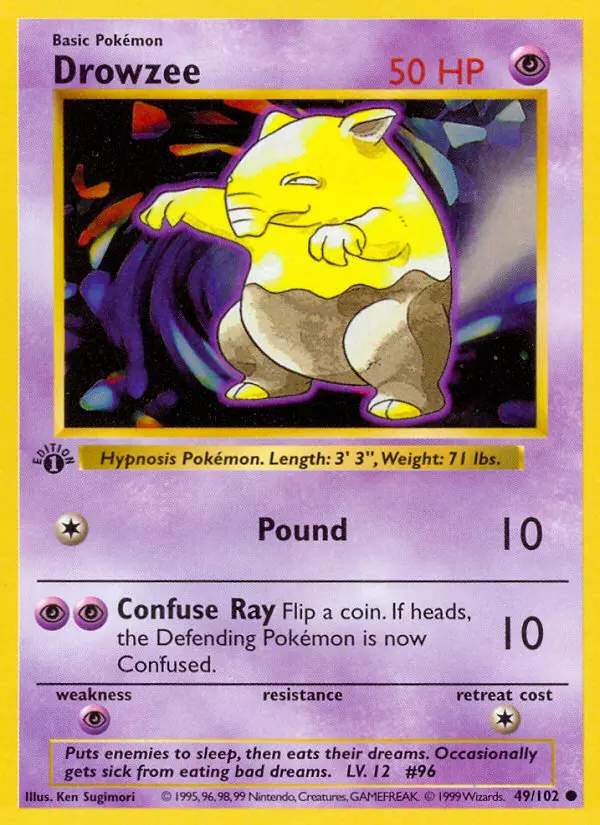 Drowzee Common Pokemon card #49 from Base Set