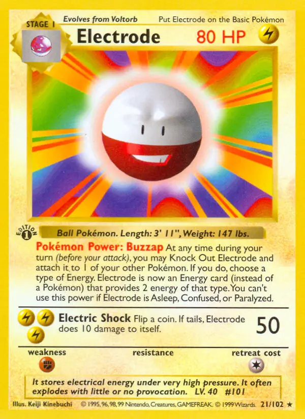 Electrode Rare Pokemon card #21 from Base Set