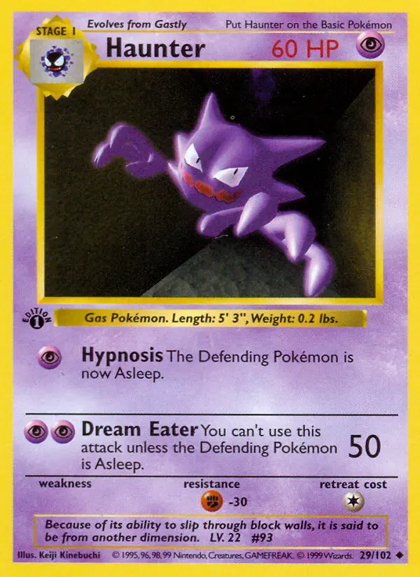 Haunter Uncommon Pokemon card #29 from Base Set