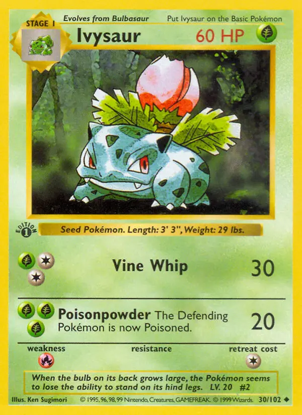 Ivysaur Uncommon Pokemon card #30 from Base Set