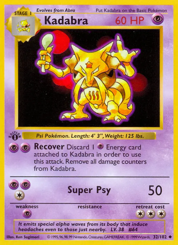 Kadabra Uncommon Pokemon card #32 from Base Set