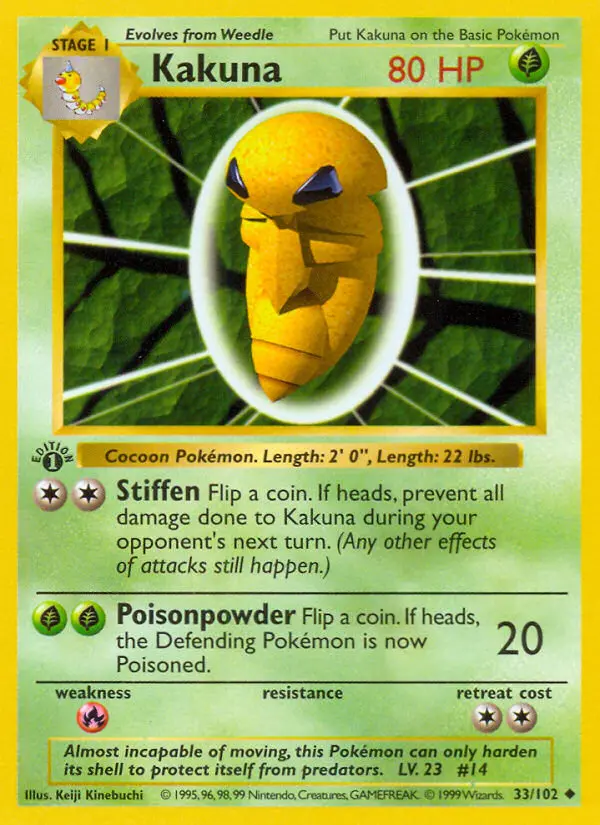 Kakuna Uncommon Pokemon card #33 from Base Set