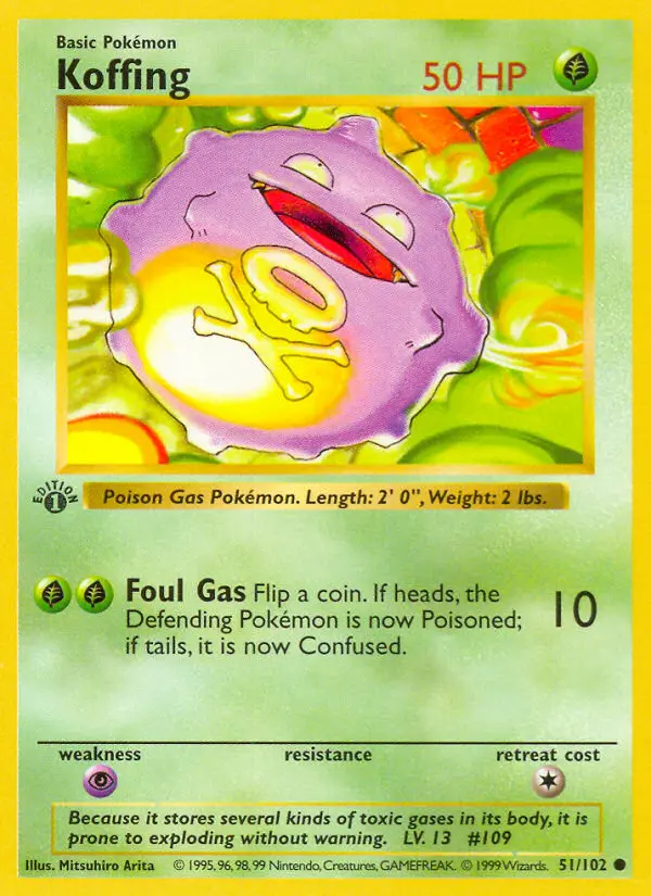 Koffing Common Pokemon card #51 from Base Set