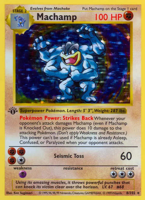 Machamp Rare Pokemon card #8 from Base Set