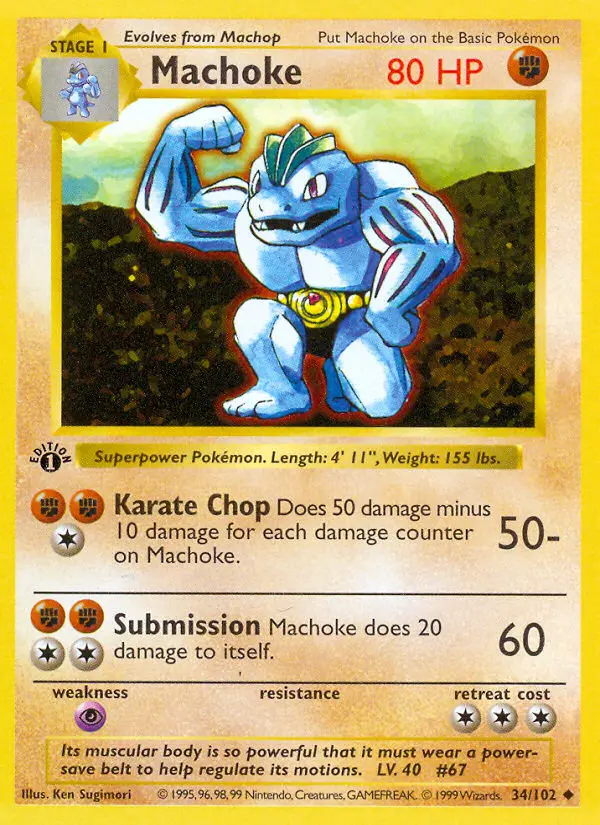 Machoke Uncommon Pokemon card #34 from Base Set
