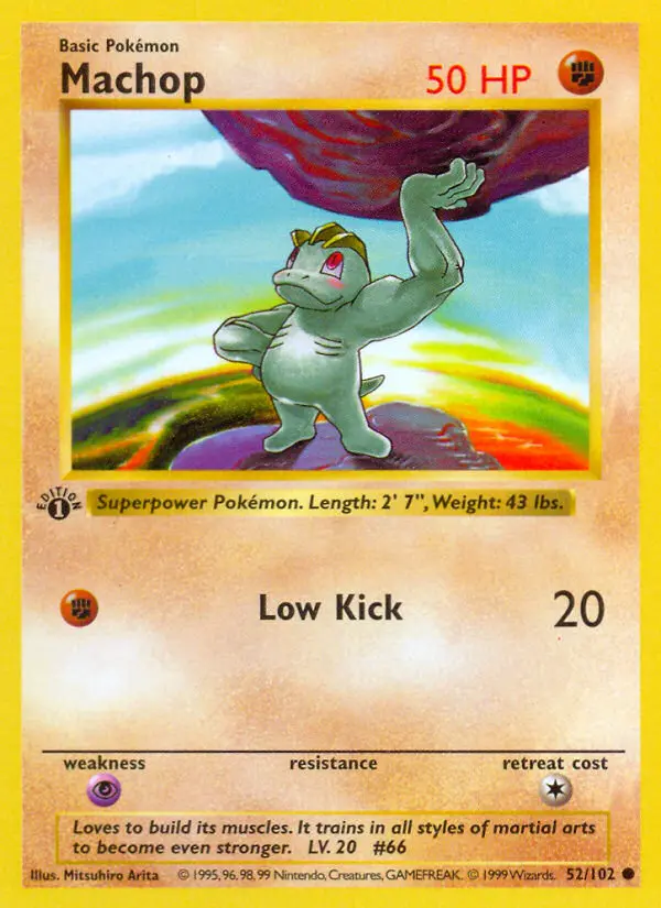 Machop Common Pokemon card #52 from Base Set