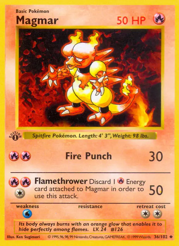 Magmar Uncommon Pokemon card #36 from Base Set