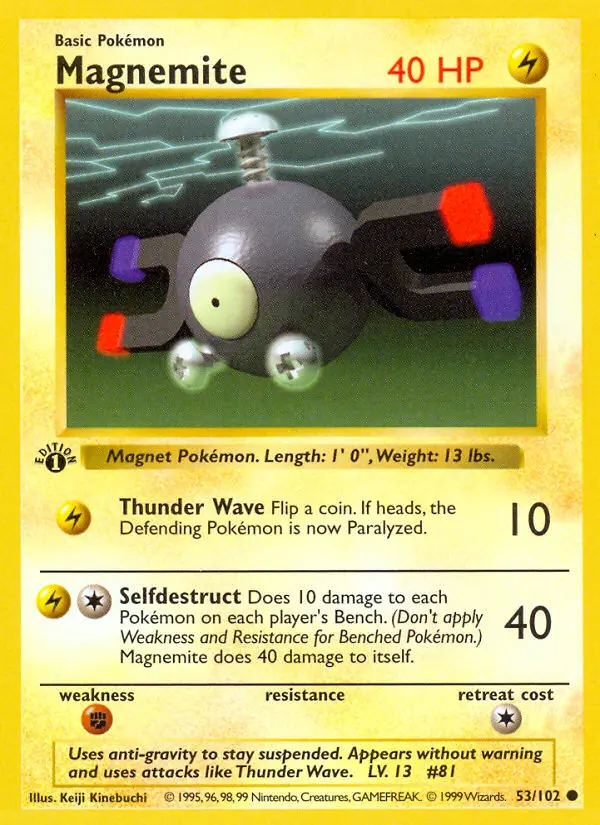 Magnemite Common Pokemon card #53 from Base Set