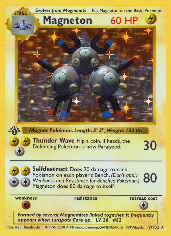 Magneton Rare Pokemon card #9 from Base Set