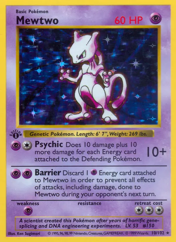 Mewtwo Rare Pokemon card #10 from Base Set
