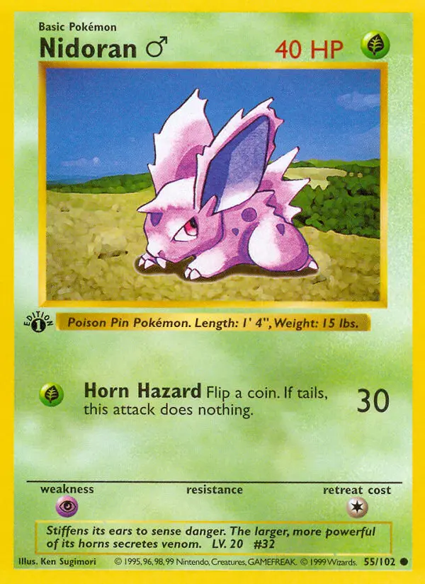 Nidoran♂ Common Pokemon card #55 from Base Set