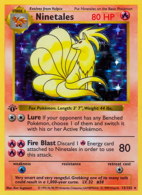 Ninetales Rare Pokemon card #12 from Base Set
