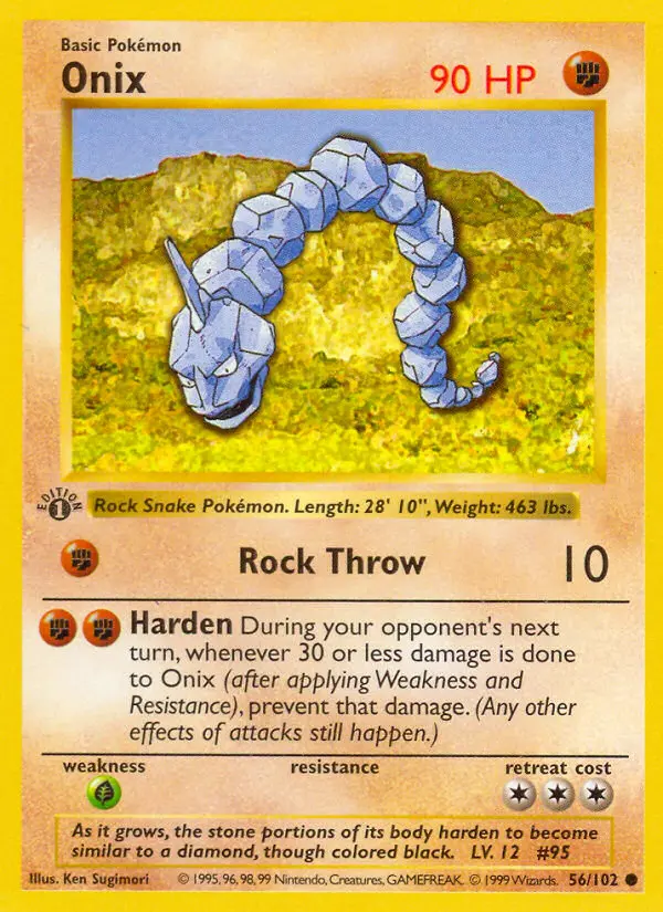 Onix Common Pokemon card #56 from Base Set