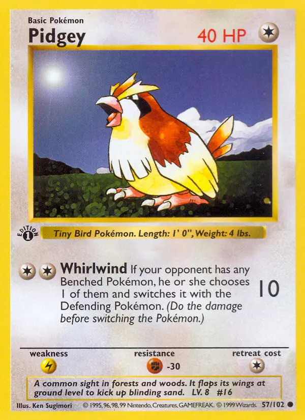 Pidgey Common Pokemon card #57 from Base Set