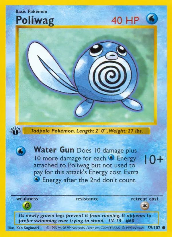 Poliwag Common Pokemon card #59 from Base Set