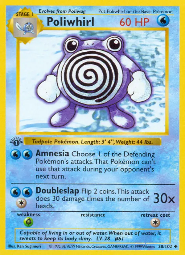 Poliwhirl Uncommon Pokemon card #38 from Base Set